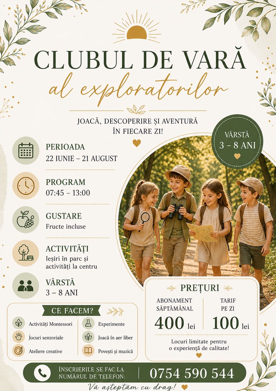 Start Club de Vară la Micii Exploratori Atelier Kids – Atelier pentru copii 4-8 ani