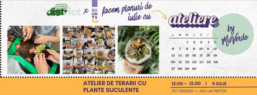 Atelier de terarii MoVerde x BountyFair @Coffee District – Atelier pentru copii +8 ani