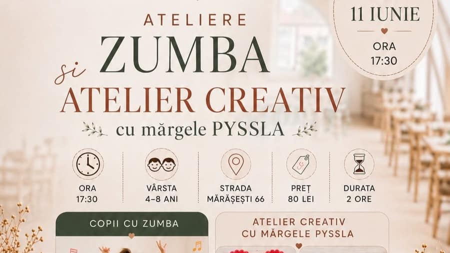 Zumba și Atelier Creativ – Atelier pentru copii 4-8 ani